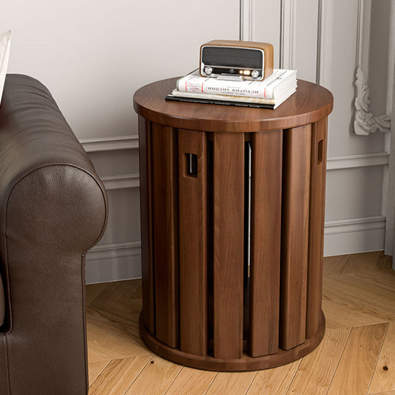 Minimalist Detachable Round Wood Side Table — Without Wheels / Black
