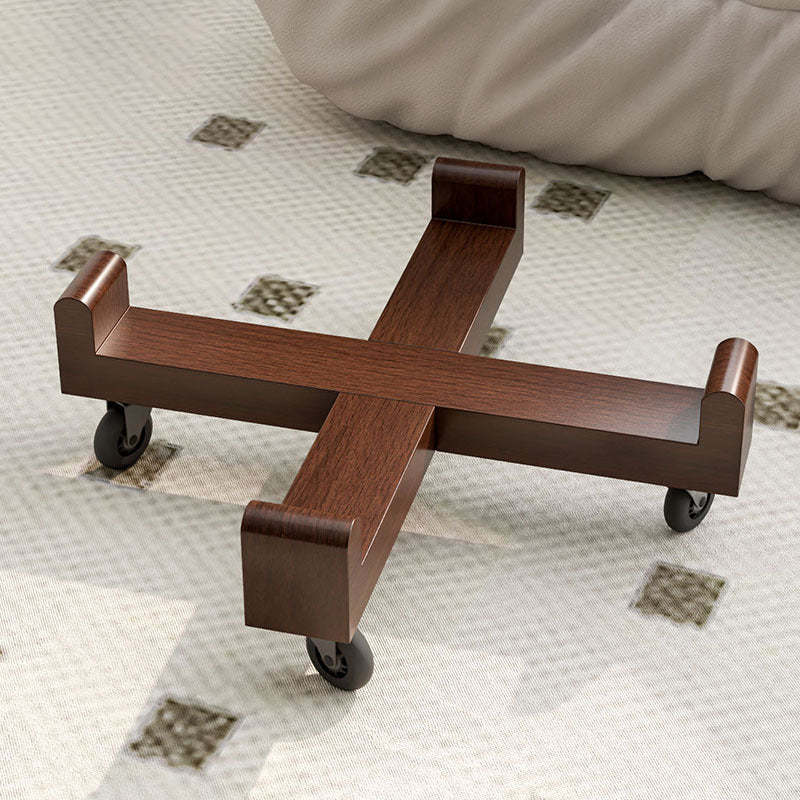 Minimalist Detachable Round Wood Side Table — With Wheels / Black
