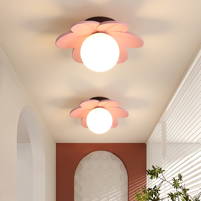 Nordic Floral Orb Resin Semi-Flush Ceiling Light