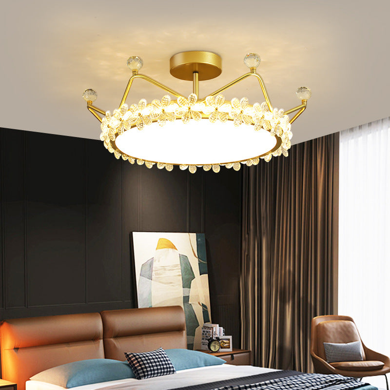 Contemporary Flower Crown Crystal Ceiling Light