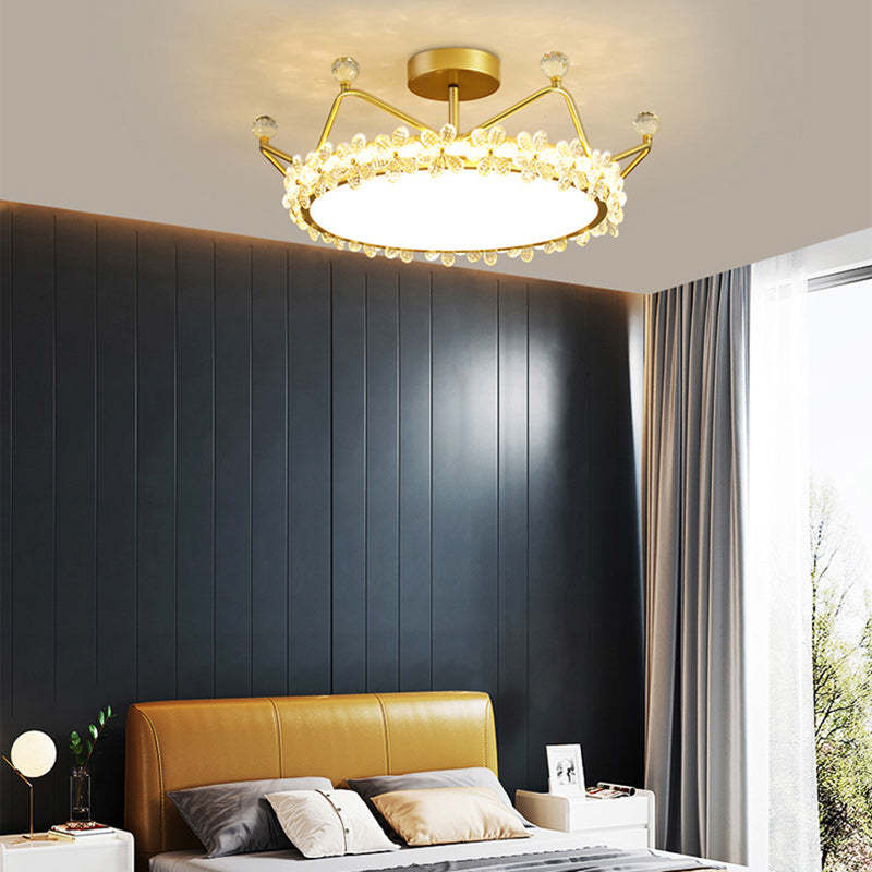 Contemporary Flower Crown Crystal Ceiling Light — Neutral Light (4000K) / 220V-240V For UK/AU - Gold
