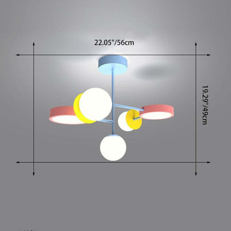 Contemporary Macaron Kids Iron Orb Ceiling Light — D / Infinitely Dimmable / 110V-120V For US/CA