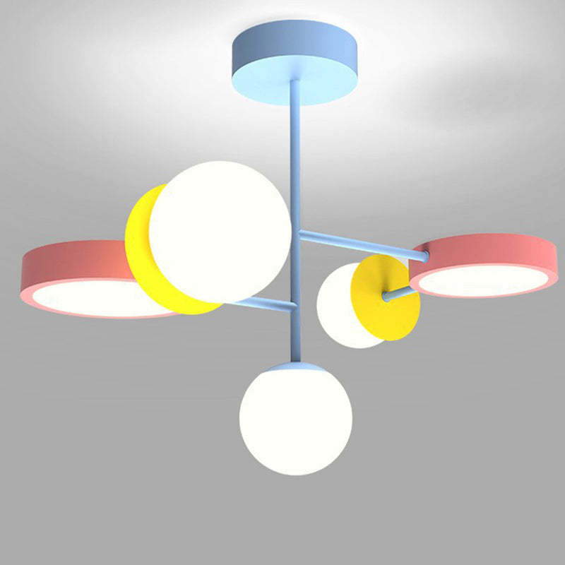 Contemporary Macaron Kids Iron Orb Ceiling Light