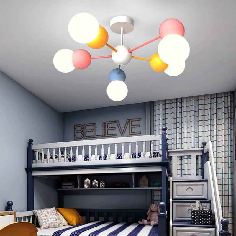 Contemporary Macaron Kids Iron Orb Ceiling Light