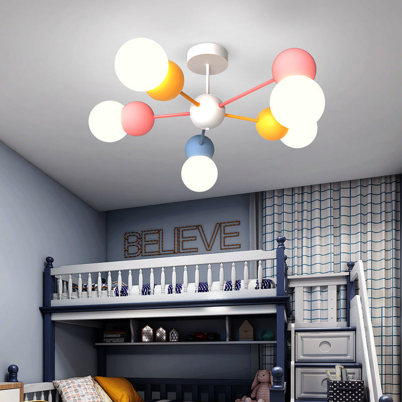Contemporary Macaron Kids Iron Orb Ceiling Light