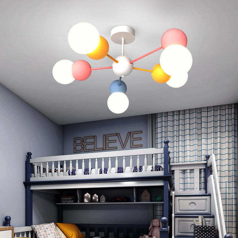 Contemporary Macaron Kids Iron Orb Ceiling Light