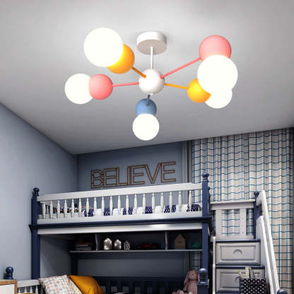 Contemporary Macaron Kids Iron Orb Ceiling Light