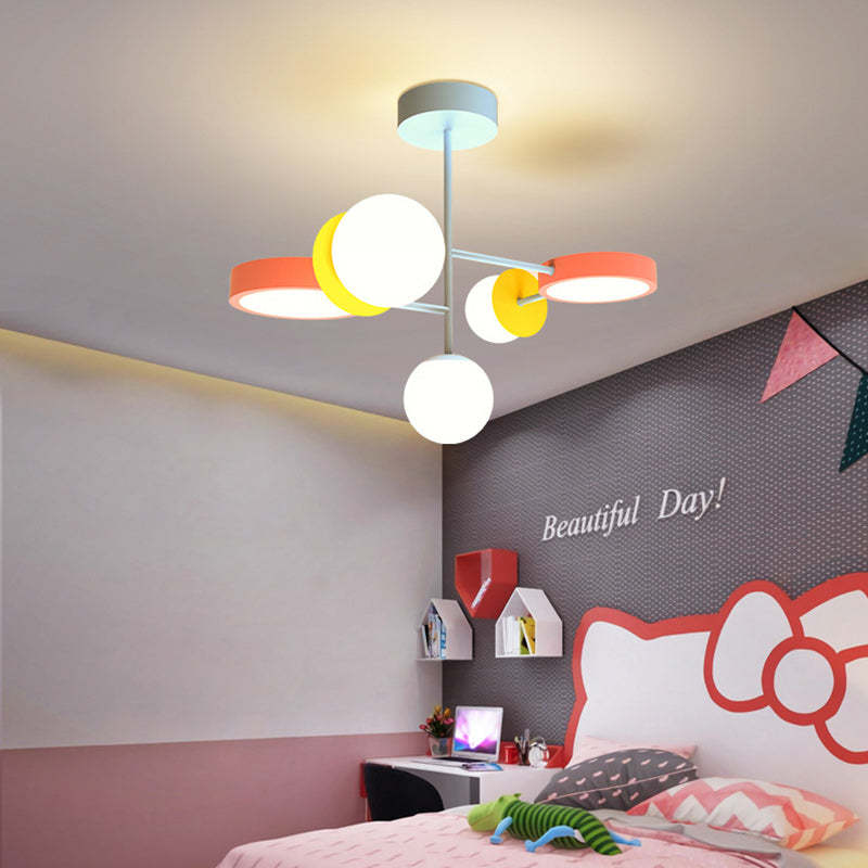 Contemporary Macaron Kids Iron Orb Ceiling Light