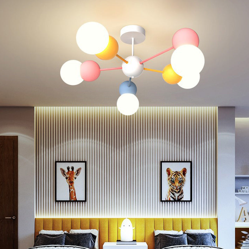 Contemporary Macaron Kids Iron Orb Ceiling Light