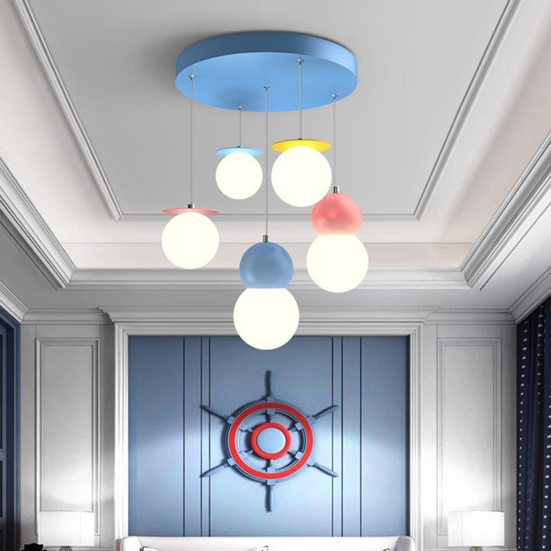 Contemporary Macaron Kids Iron Orb Ceiling Light