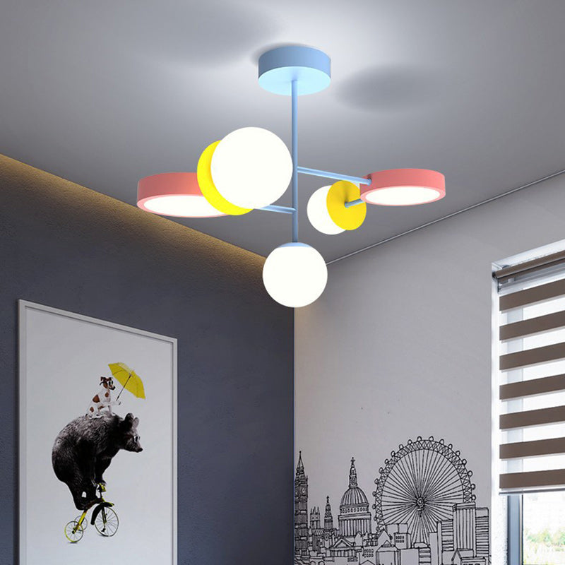 Contemporary Macaron Kids Iron Orb Ceiling Light