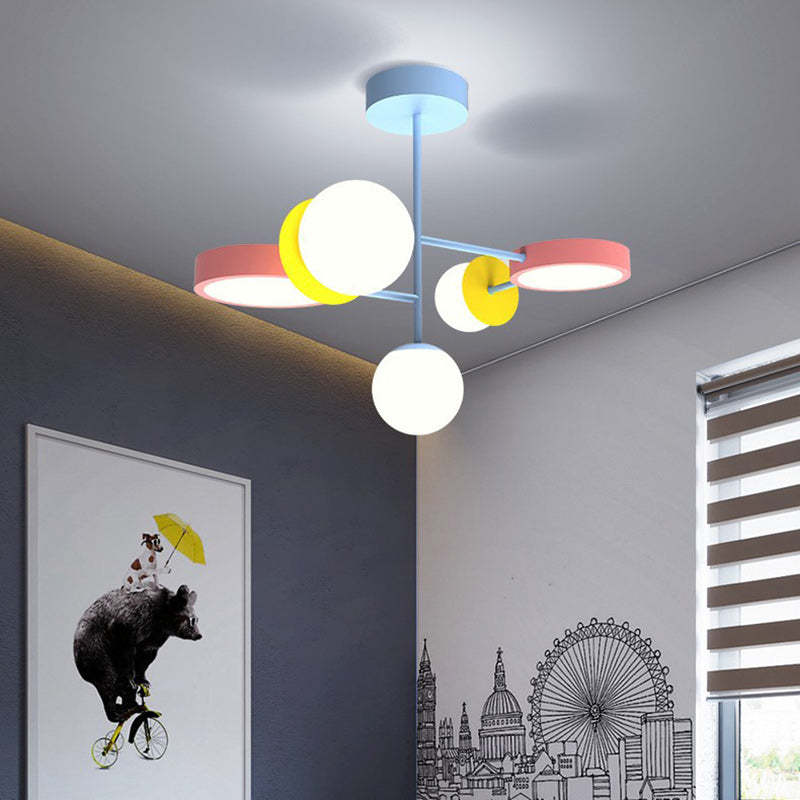 Contemporary Macaron Kids Iron Orb Ceiling Light