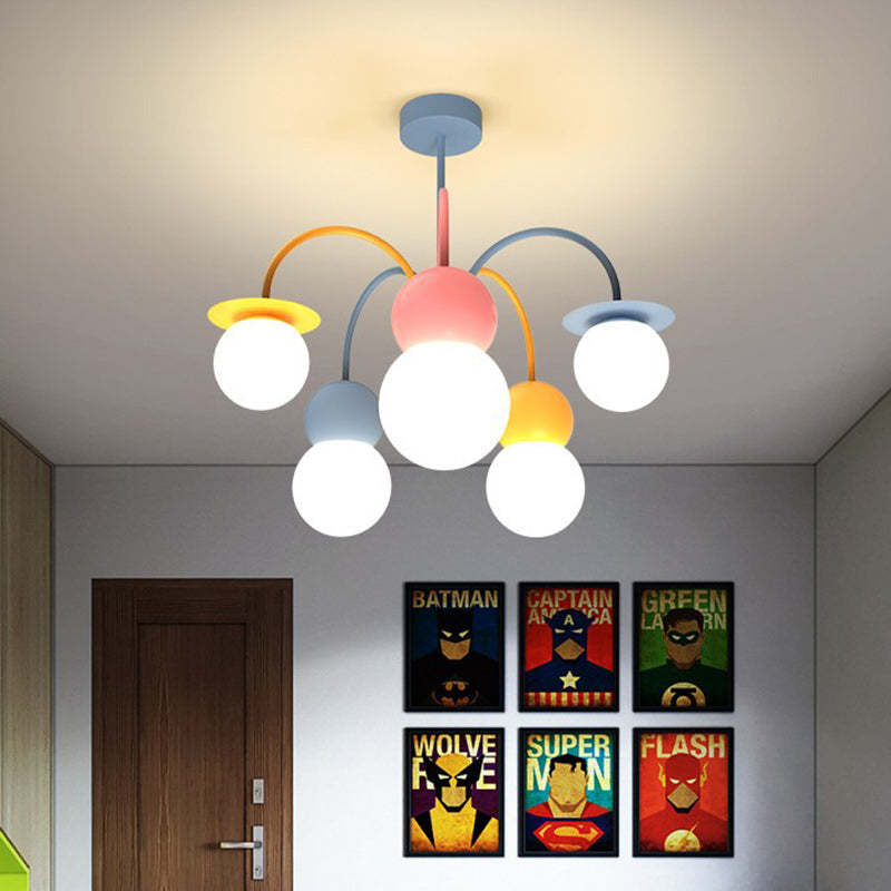 Contemporary Macaron Kids Iron Orb Ceiling Light