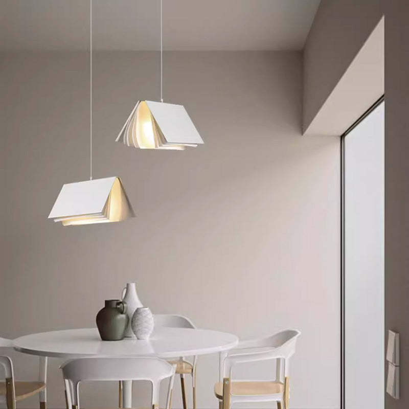 Contemporary Book Rectangle Iron Fabric Pendant Light