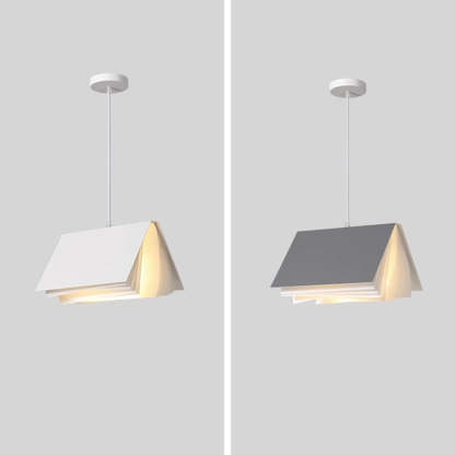 Contemporary Book Rectangle Iron Fabric Pendant Light