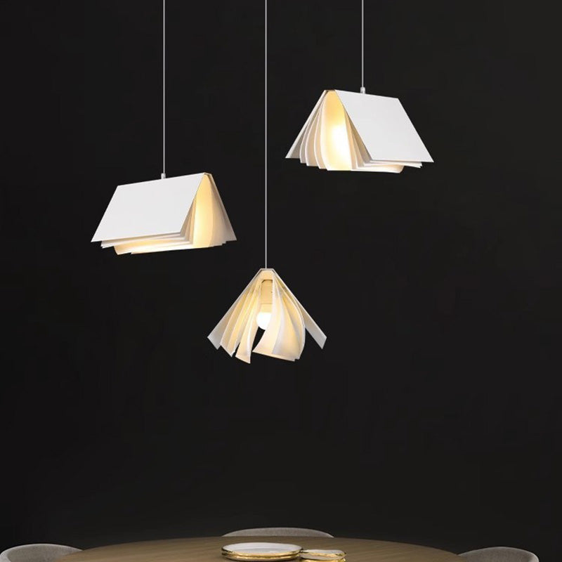 Contemporary Book Rectangle Iron Fabric Pendant Light