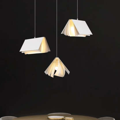 Contemporary Book Rectangle Iron Fabric Pendant Light