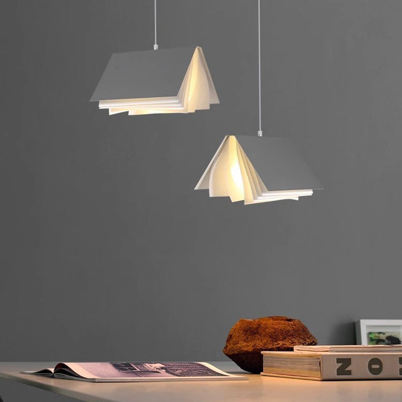 Contemporary Book Rectangle Iron Fabric Pendant Light — White / 220V-240V For UK/AU