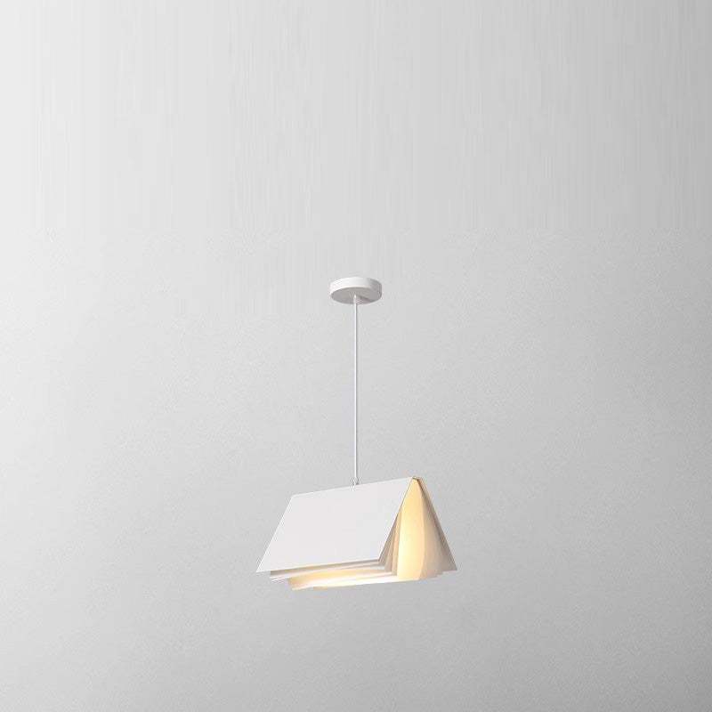 Contemporary Book Rectangle Iron Fabric Pendant Light