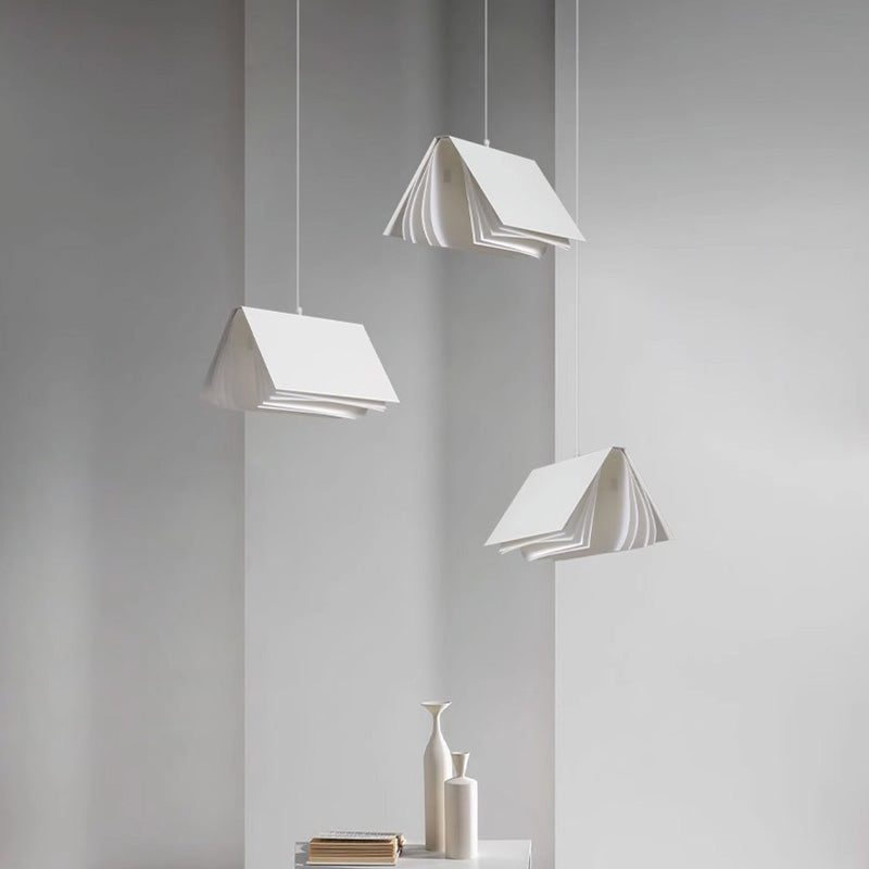 Contemporary Book Rectangle Iron Fabric Pendant Light