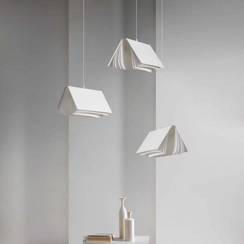 Contemporary Book Rectangle Iron Fabric Pendant Light