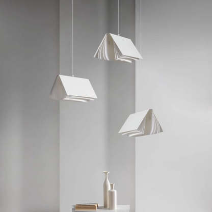 Contemporary Book Rectangle Iron Fabric Pendant Light