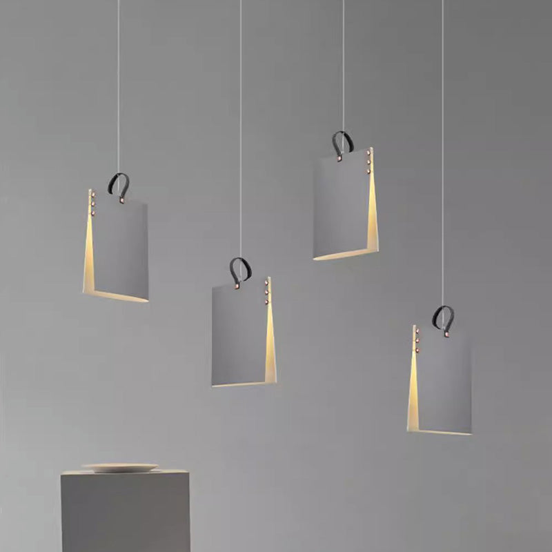 Contemporary Book Rectangle Iron Fabric Pendant Light