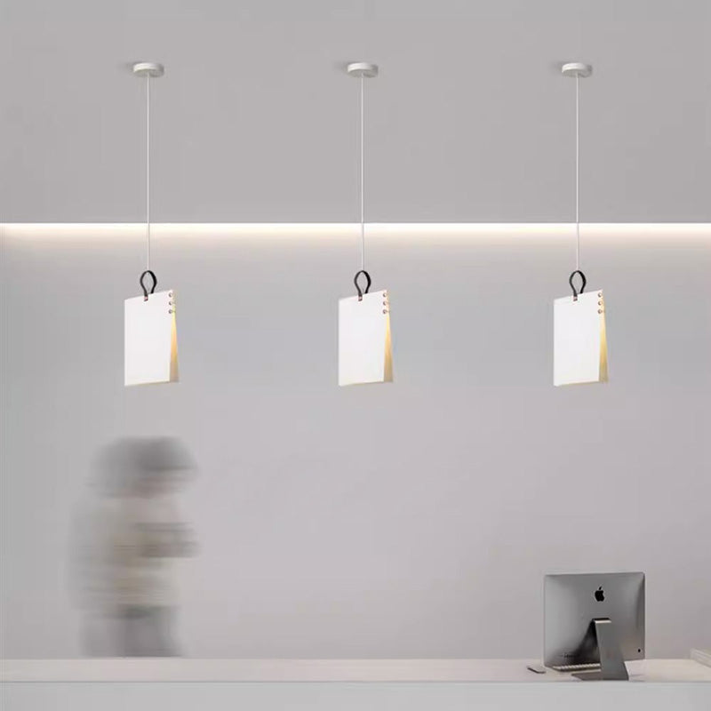 Contemporary Book Rectangle Iron Fabric Pendant Light