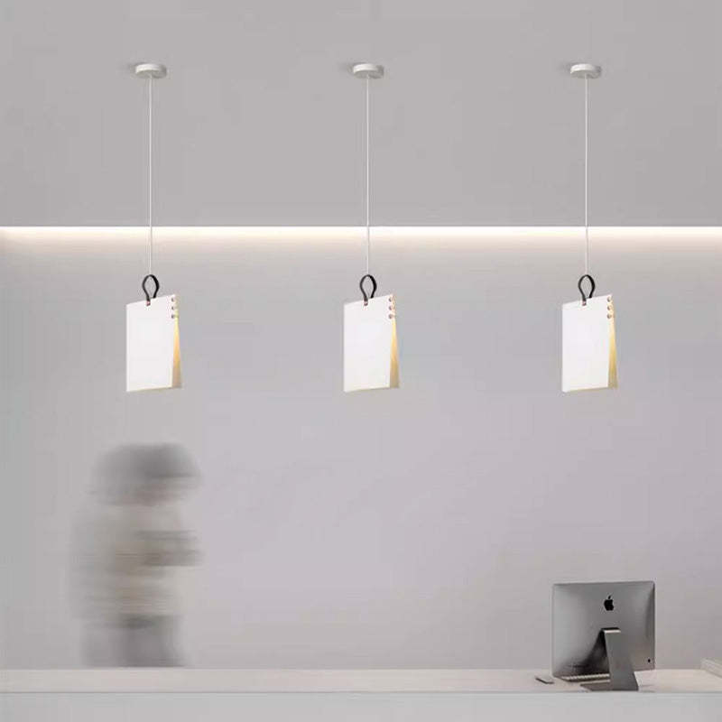 Contemporary Book Rectangle Iron Fabric Pendant Light