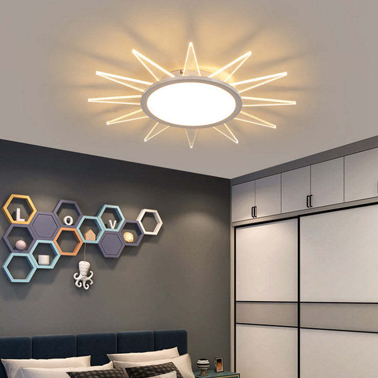 Minimalist Sun Aluminum Acrylic LED Flush Mount Light