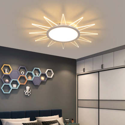 Minimalist Sun Aluminum Acrylic LED Flush Mount Light