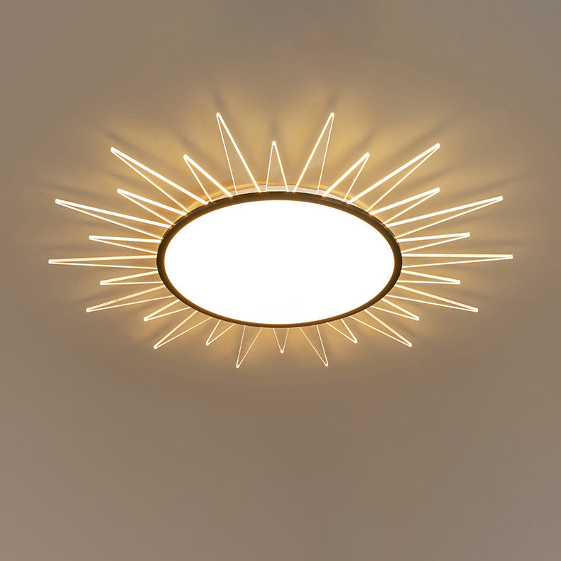 Minimalist Sun Aluminum Acrylic LED Flush Mount Light