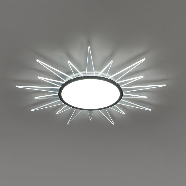 Minimalist Sun Aluminum Acrylic LED Flush Mount Light