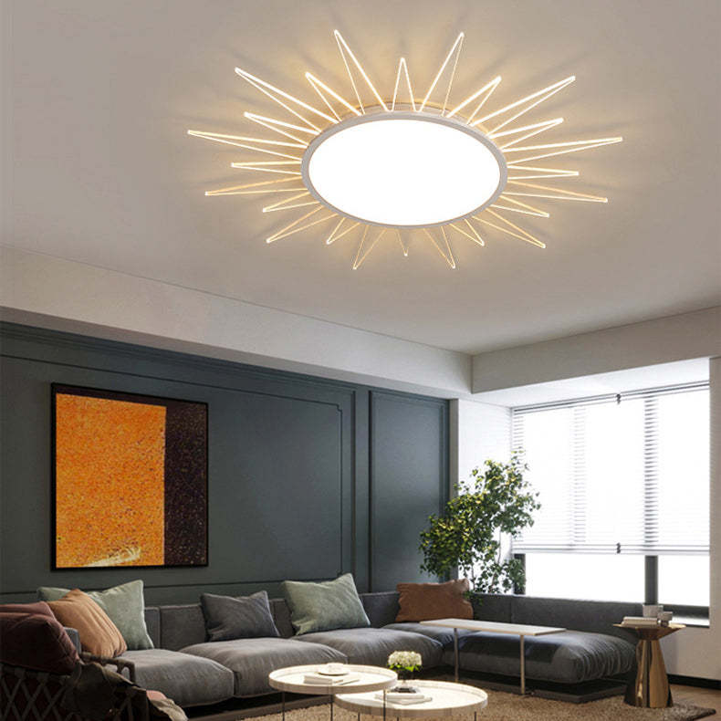 Minimalist Sun Aluminum Acrylic LED Flush Mount Light
