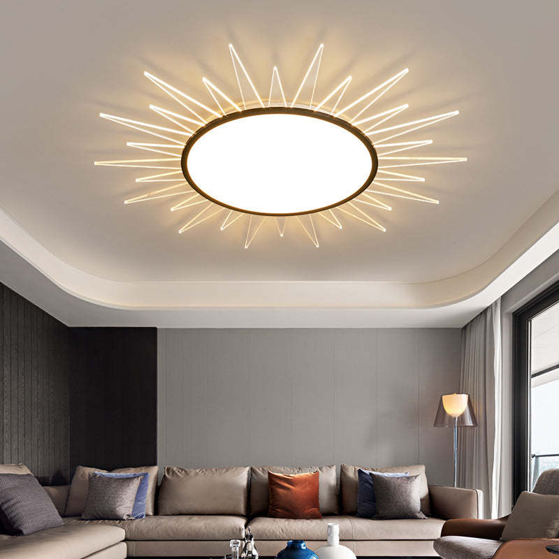 Minimalist Sun Aluminum Acrylic LED Flush Mount Light