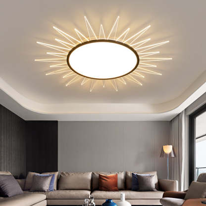 Minimalist Sun Aluminum Acrylic LED Flush Mount Light