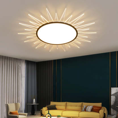 Minimalist Sun Aluminum Acrylic LED Flush Mount Light