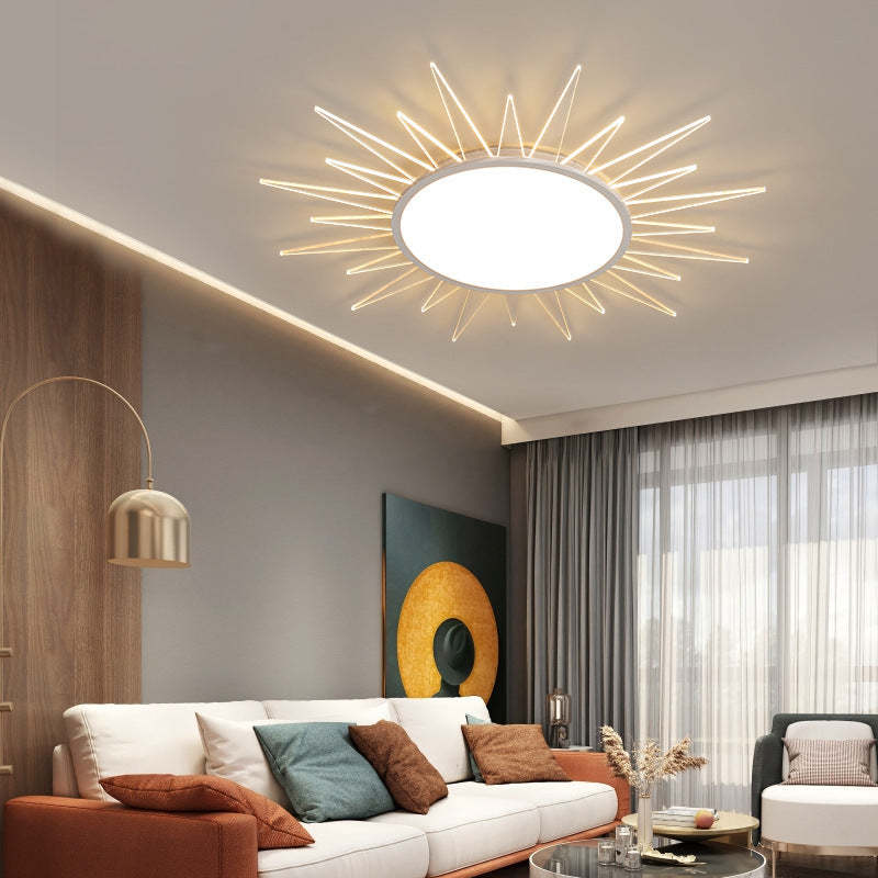 Minimalist Sun Aluminum Acrylic LED Flush Mount Light