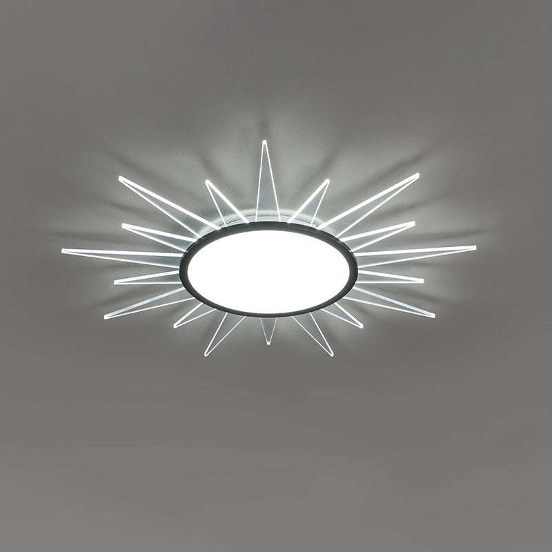 Minimalist Sun Aluminum Acrylic LED Flush Mount Light