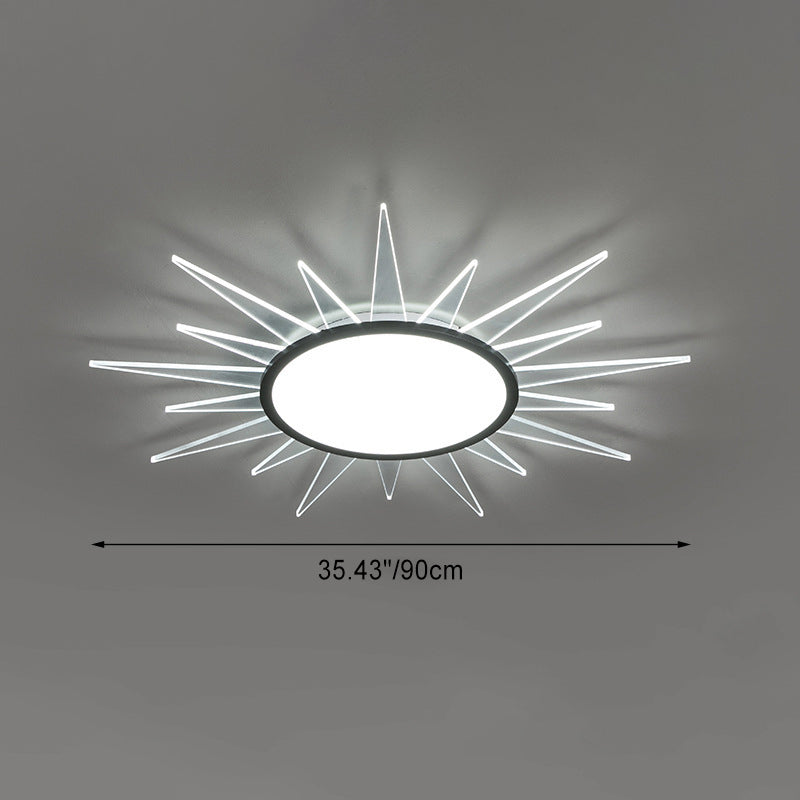 Minimalist Sun Aluminum Acrylic LED Flush Mount Light