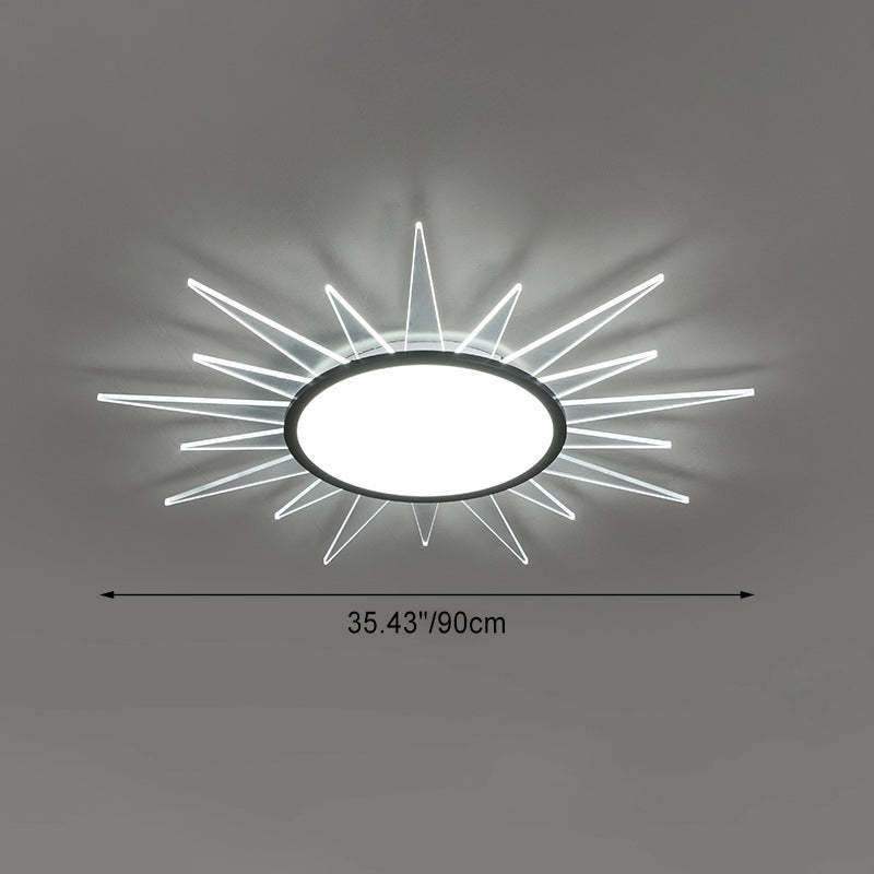 Minimalist Sun Aluminum Acrylic LED Flush Mount Light