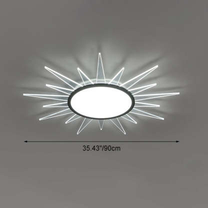 Minimalist Sun Aluminum Acrylic LED Flush Mount Light