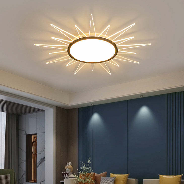 Minimalist Sun Aluminum Acrylic LED Flush Mount Light