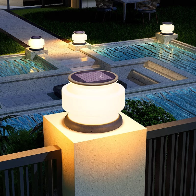 Minimalist Solar Cylinder Stainless Steel Plastic LED Light
