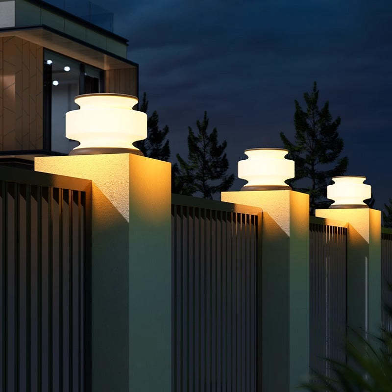 Minimalist Solar Cylinder Stainless Steel Plastic LED Light