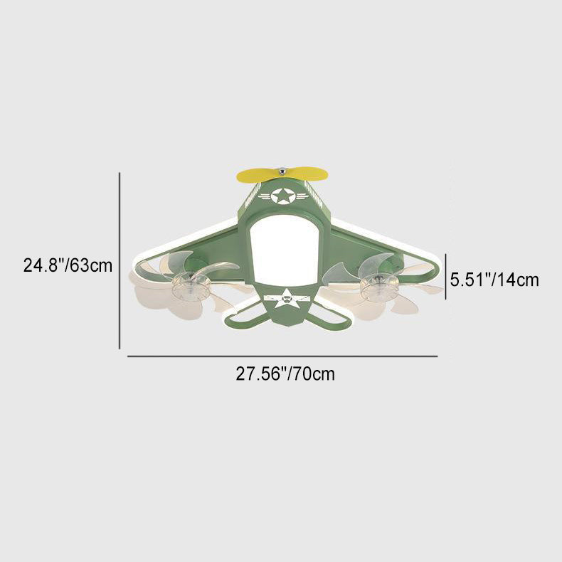 Contemporary Airplane Iron Acrylic LED Flush Mount Fan Light