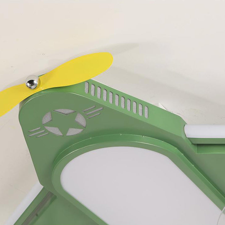 Contemporary Airplane Iron Acrylic LED Flush Mount Fan Light
