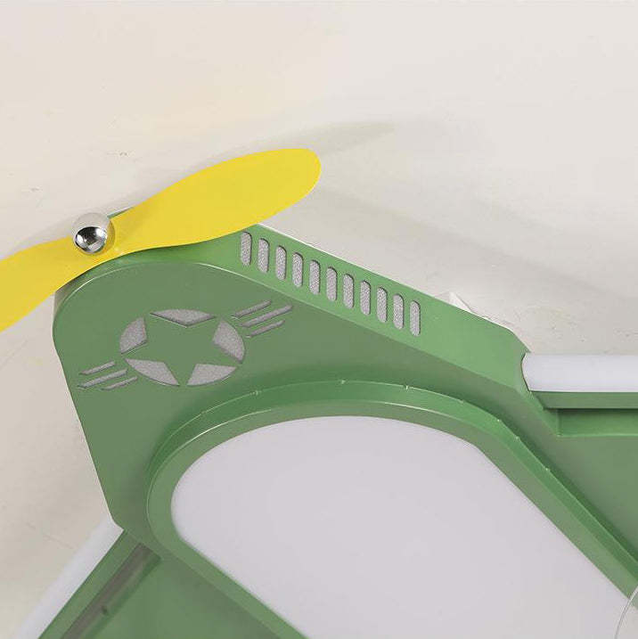 Contemporary Airplane Iron Acrylic LED Flush Mount Fan Light