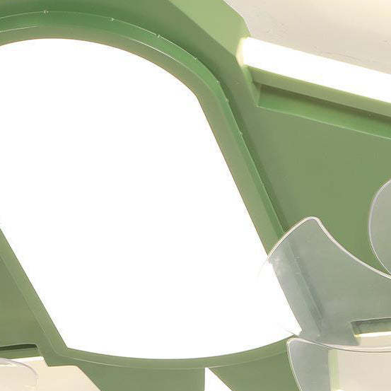 Contemporary Airplane Iron Acrylic LED Flush Mount Fan Light
