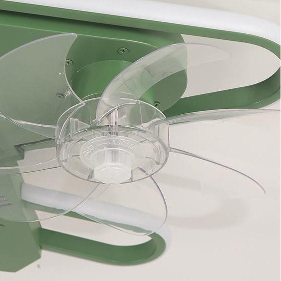 Contemporary Airplane Iron Acrylic LED Flush Mount Fan Light